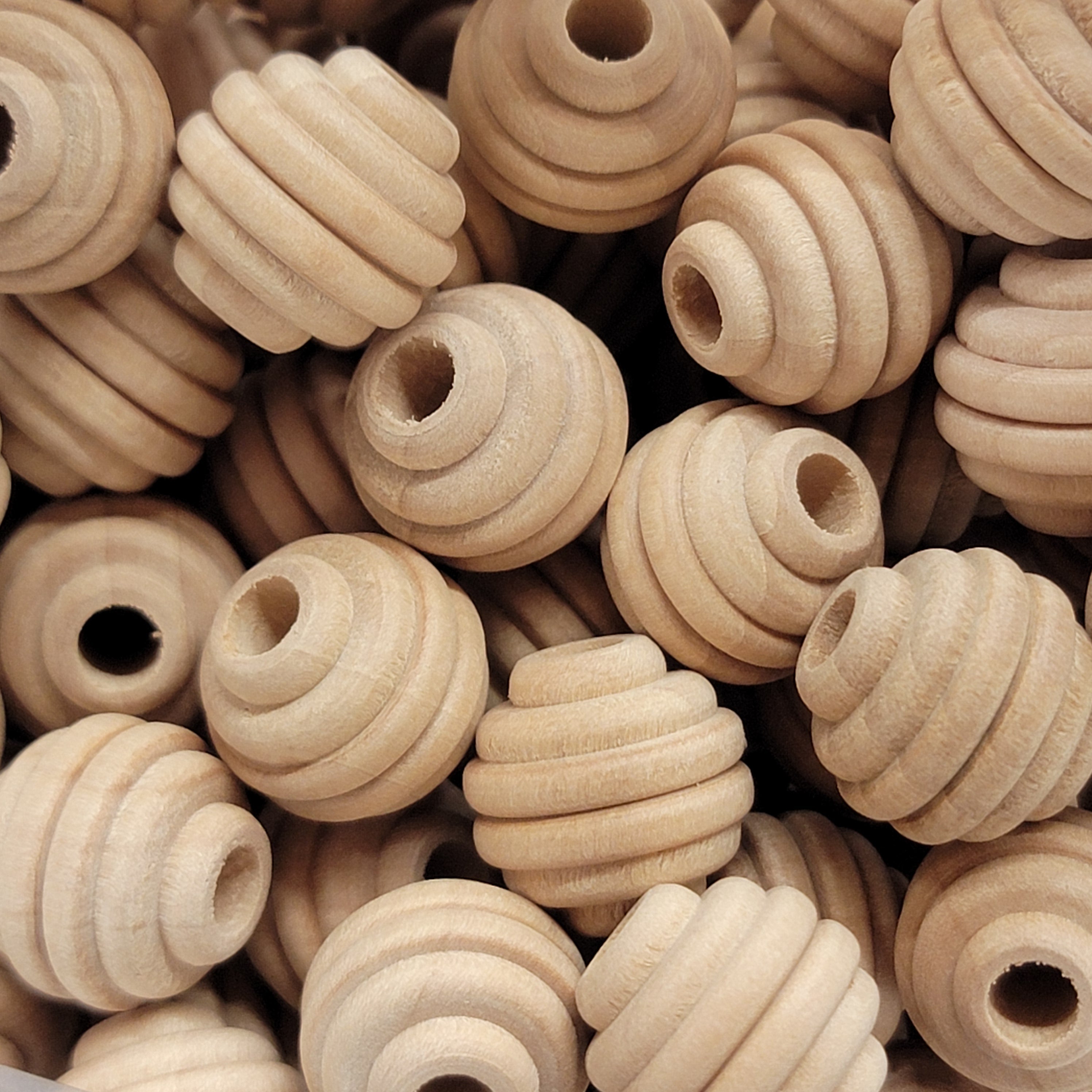 5/8" Wood Beehive Beads - 25 Pack