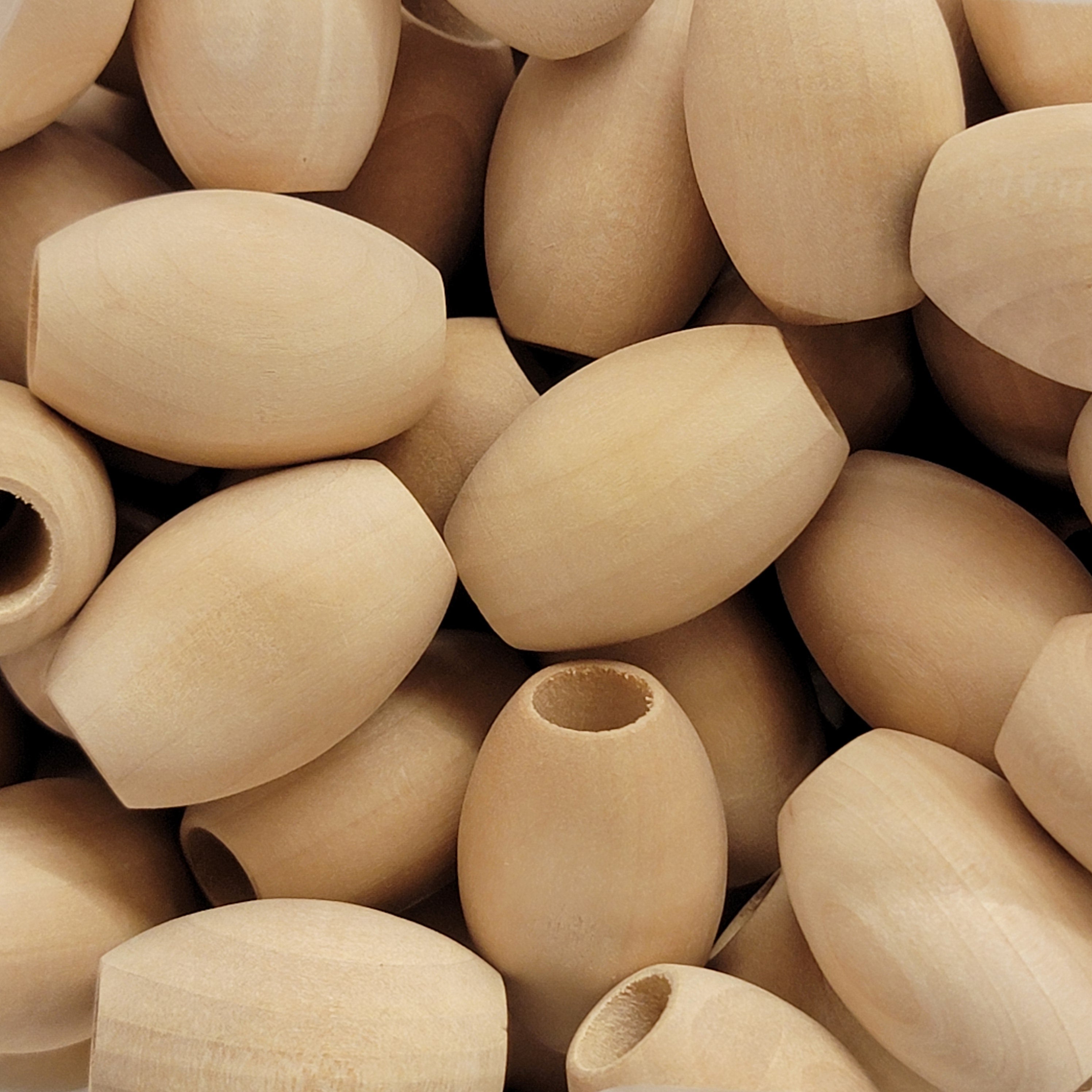 1-1/4" Oval Wood Beads - 25 Pack