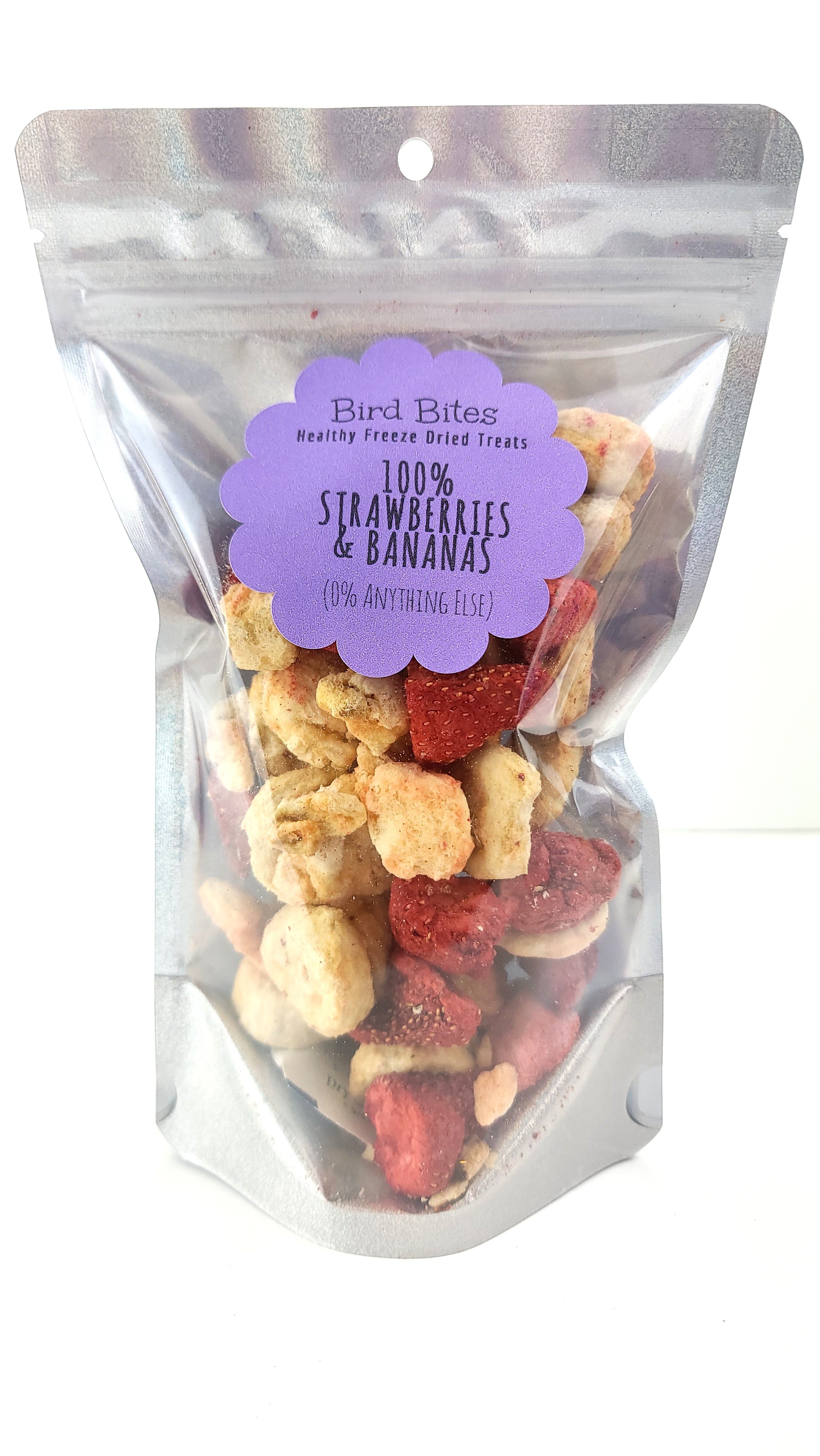 100% Strawberries & Bananas - 1.5 Cups - Bird Bites Healthy Freeze Dried Treats