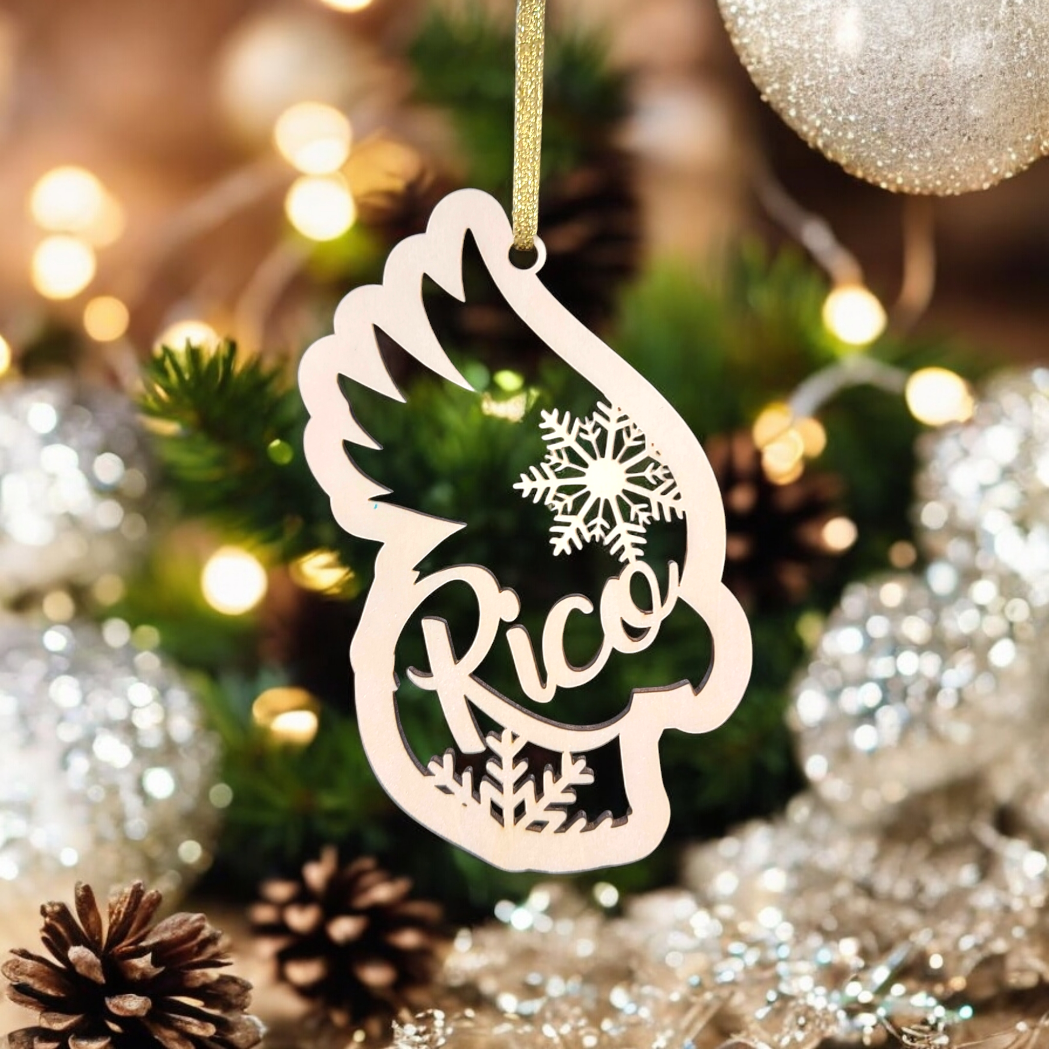 Custom Parrot Silhouette Christmas Ornaments